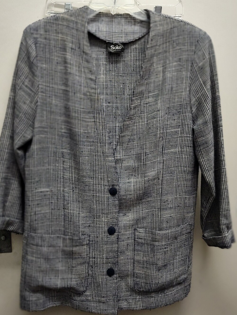 SOKO Gray Plaid Button-Front Casual Skirt And Jacket Set